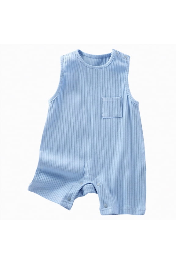 Baby Boy Rompers Baby Boy Girl 4th of July Outfit Sleeveless Corduroy Overalls American Flag Romper Bodysuit Infant Patriotic Clothes(Light Blue,6-9 Months)