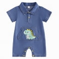 thumbnail image 1 of Leey-World Baby Boy Summer Romper Baby Boy Summer Outfit Embroidery Romper Sleeveless Onesie Bodysuit Overalls Newborn Boy Clothes(Blue,12-18 Months), 1 of 9