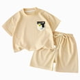 thumbnail image 1 of Leey-World Baby Boys Girls Pajama Set Summer Pajamas Short Sleeve Lops+Elastic Waist Shorts Pj Sleepwear 6 9 12 18 24 Months short Sleeve Sleepwear with Pockets(110,Khaki), 1 of 5