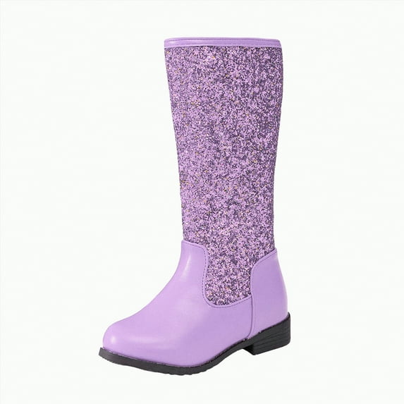 Leey-World Baby Cowgirl Boots Glitter Girls Cowgirl Boots Mid Calf Boots Girl Cowboy Boots Size Little Kids/Big Kids(Purple,12)