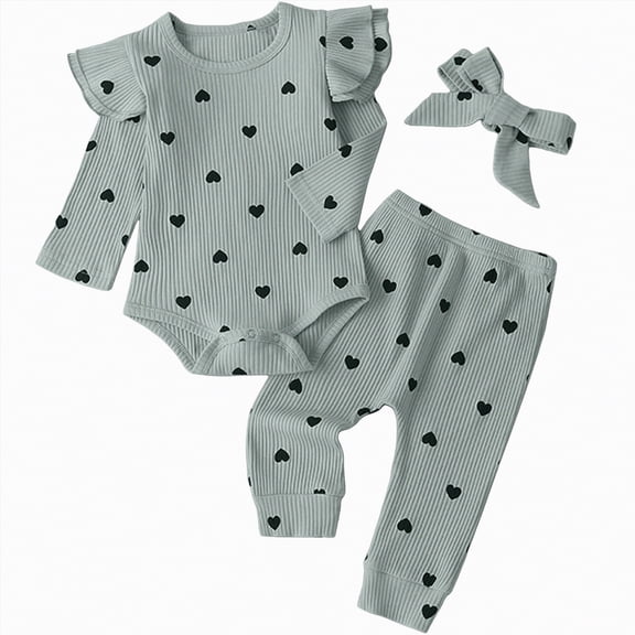 Leey-World Baby Girl Clothes Baby Girl Clothes,Hoodie Tops Floral Pant with Cute Headband Baby Girl Fall Outfits Baby Girl Outfits(Light Blue,0-3 Months)