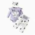 thumbnail image 1 of Leey-World Baby Girl Clothes Baby Girl Clothes,Hoodie Tops Floral Pant with Cute Headband Baby Girl Fall Outfits Baby Girl Outfits(Purple,9-12 Months), 1 of 6