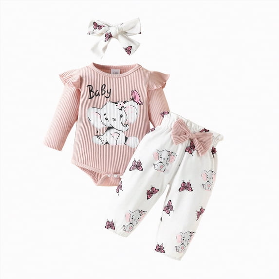 Leey-World Baby Girl Clothes Baby Girl Clothes,Hoodie Tops Floral Pant with Cute Headband Baby Girl Fall Outfits Baby Girl Outfits(Red,12-18 Months)