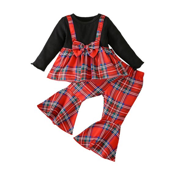 Leey-World Baby Girl Clothes Baby Girl's 3pc Rib Frill Long Sleeve Romper and Pant Set Baby Clothes For Girls(Red,3-9 Months)