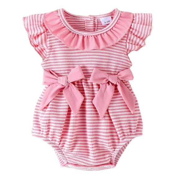 Leey-World Baby Girl Clothes Baby Short-Sleeve Bodysuit Short Sleeve Onesies Girl(Red,12-18 Months)