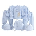 thumbnail image 1 of Leey-World Baby Girl Clothes Set +Bib+Sock Set Tops+Hat+Pants Girl Baby 8Pcs Outfits Boy Shose+Romper Girls Outfits&Set Twin Girls Baby Clothes Cotton Blend Pink One Size(Blue,0-3 Months), 1 of 9