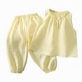 thumbnail image 1 of Leey-World Baby Girl Clothes Toddler Girl Summer Outfits Sleeveless Ruffle Halter Tops Wide Leg Pants Kids Clothing Set(Yellow,5-6 Years), 1 of 9