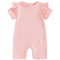 thumbnail image 1 of Leey-World Baby Girl Rompers 0-3 Months Baby Infant Girls Cotton Short Ruffle Sleeve Summer Romper Outfits(Pink,6-12 Months), 1 of 6