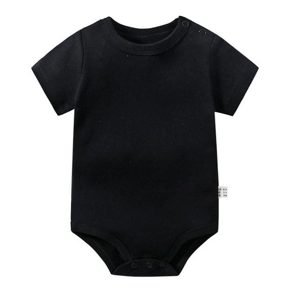 Leey-World Baby Onesies Baby-girls Short Sleeve Bodysuits One-piece 100% Organic Cotton Short Sleeve Onesies Girl(Black,3-6 Months)