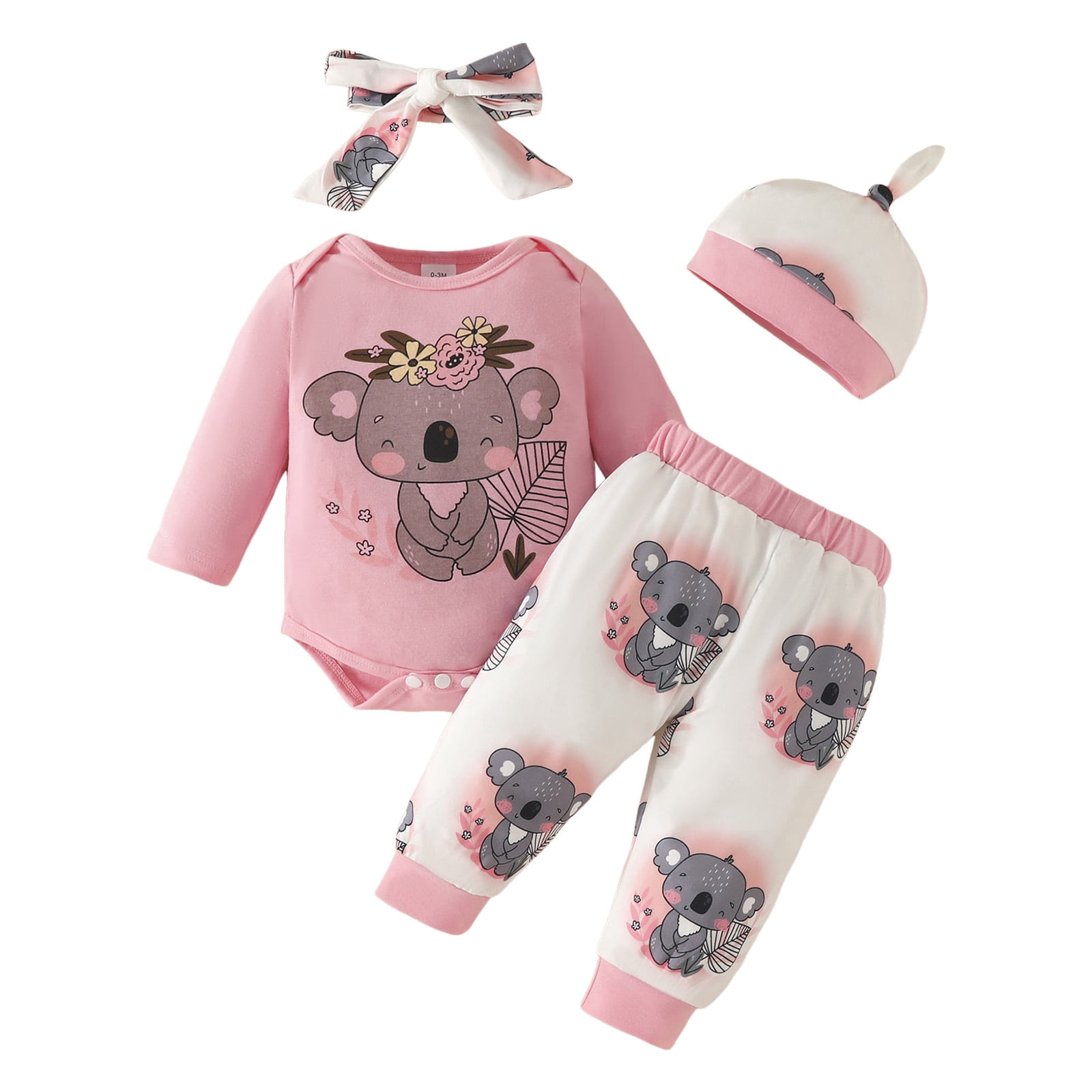 Leey-World Baby Outfits Newborn Baby Girl Clothes Outfits Infant Romper Ruffle Floral Pants Cute Toddler Baby Girl Clothes Set Newborn Girl Outfits(Pink,6-9 Months)