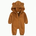 thumbnail image 1 of Leey-World Baby Rompers Baby Bear Onesie Fuzzy Fleece Jumpsuit Warm Long Sleeve Hooded Rompers Infant Snowsuit Winter Outfits for Girls Boys(Orange,3-6 Months), 1 of 7