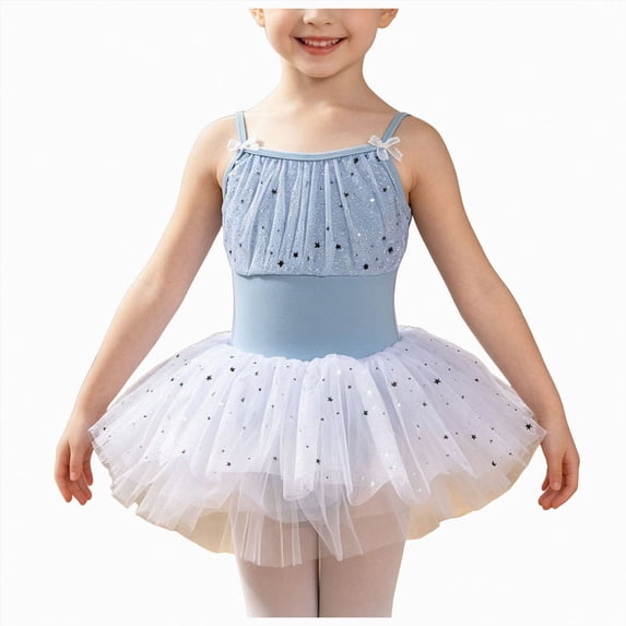 Leey-World Ballet Leotard For Girls Sleeveless Dance Leotard Toddler Ballerina Dress Outfits(15-16 Years,Light Blue)