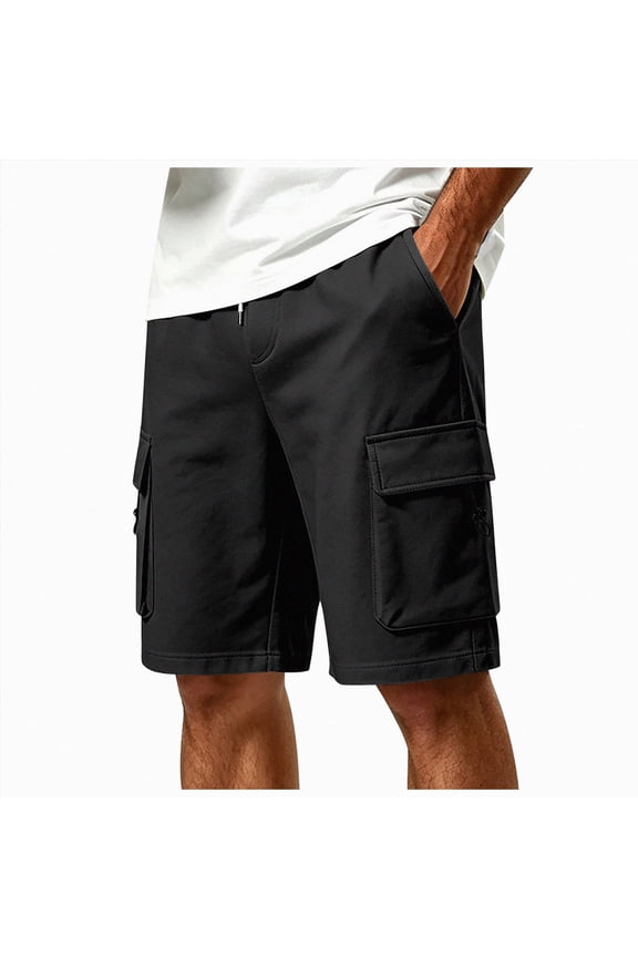 Basketball Shorts Mens Cargo Shorts Drawstring Summer Athletic Lightweight Casual with Pockets(Black,M)