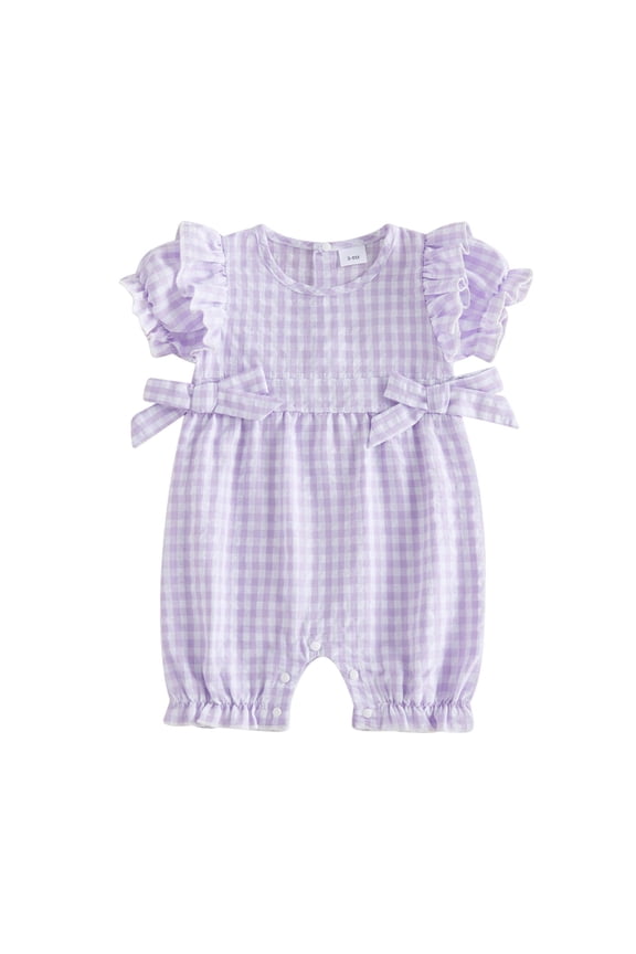 Boy Rompers Baby Girls Summer Romper Clothes Dress Newborn Onesie Sunsuit One-Piece Jumpsuits Outfits(Purple,6-12M)