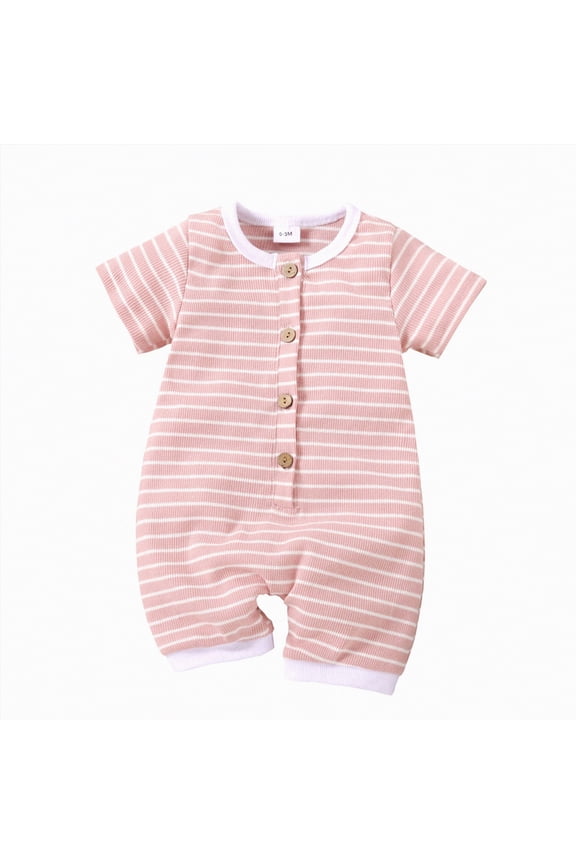 Boy Rompers Newborn Baby Boy Girl Summer Outfit Sailboat Lobster Bubble Romper Sleeveless Plaid Striped Bodysuit Clothes(Pink,0-3 Months)