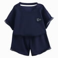 thumbnail image 1 of Leey-World Boy Summer Clothes Boys 2 Piece Athletic Outfits Short Sleeve Sport T-shirt and Shorts Summer Casual Clothes for 6-12 Years Boys Outfit Sets 10-12 Years(Navy,5-6 Years), 1 of 6