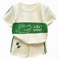 thumbnail image 1 of Leey-World Boy Summer Clothes Set 0 6 12 18 24 Months 2T 3T Print Short Sleeve Crew Neck T-Shirts and Elastic Waist Shorts 2Pcs Outfits For 1t 2t 3t 4t 5t 6t|Green,5-6 Years, 1 of 6