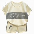 thumbnail image 1 of Leey-World Boy Summer Clothes Set 0 6 12 18 24 Months 2T 3T Print Short Sleeve Crew Neck T-Shirts and Elastic Waist Shorts 2Pcs Outfits For 1t 2t 3t 4t 5t 6t|Grey,2-3 Years, 1 of 6