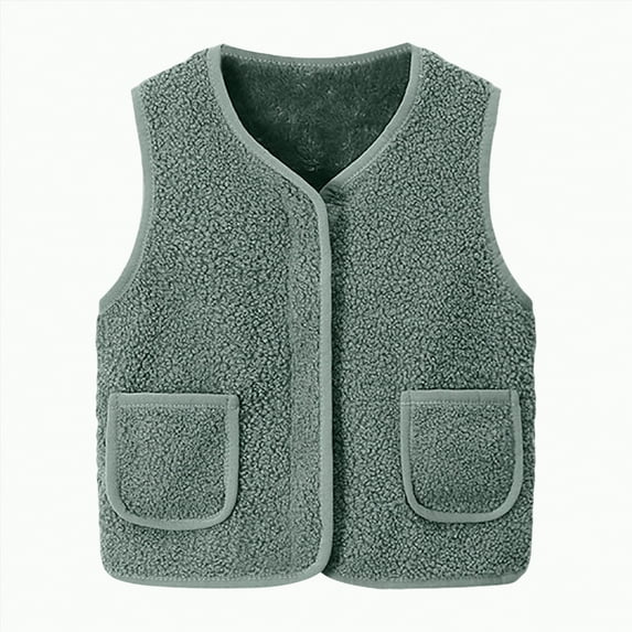 Leey-World Boy Vest Toddler Girls Boys Fleece Vest Kids V-Neck Vest Jacket Lightweight Sleevless Fall Winter Warm Outerwear(Green,9-13 Years)