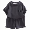 thumbnail image 1 of Leey-World Boys Clothing Sets Boys 2 Piece Athletic Outfits Short Sleeve Sport T-shirt and Shorts Summer Casual Clothes for 6-12 Years 2t Boys Outfit Sets Summer(Grey,18-24 Months), 1 of 6