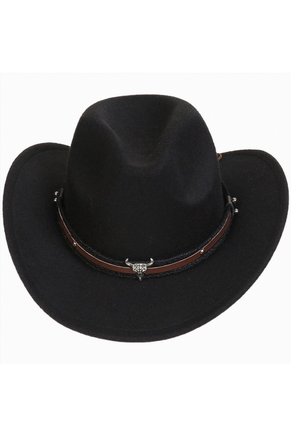 Boys Cowboy Hats for Kids, Leather Hatband Toddler Cowboy Hat, Western Cowgirl Hat for Girls,Black