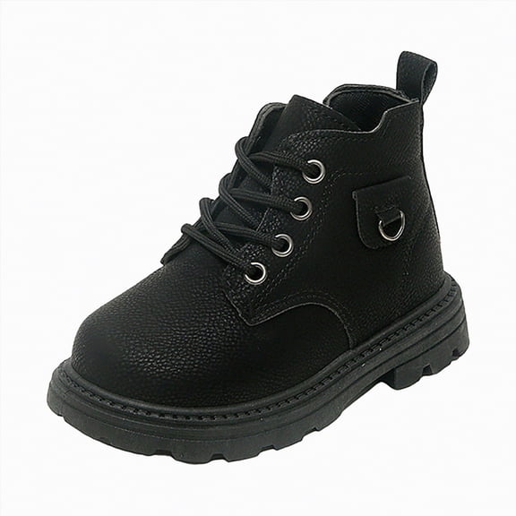 Leey-World Boys Girls Waterproof Combat Boots Lace Up Side Zipper Ankle Booties for Toddler/Little Kid/Big Kid Baby Cowgirl Boots(Black,8)