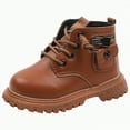 thumbnail image 1 of Leey-World Boys Girls Waterproof Combat Boots Lace Up Side Zipper Ankle Booties for Toddler/Little Kid/Big Kid Cowgirl Boots for Girls(Brown,5.5), 1 of 7