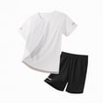 thumbnail image 1 of Leey-World Boys Outfit Boys 2 Piece Athletic Outfits Short Sleeve Sport T-shirt and Shorts Summer Casual Clothes for 6-12 Years Boys 5t Outfit Sets Shorts(White,3-4 Years), 1 of 4
