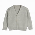 thumbnail image 1 of Leey-World Cardigan Sweater Cardigans Sweater Cotton Button Solid Long Sleeve Knit Sweaters(Grey,8-9 Years), 1 of 9