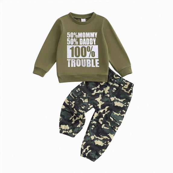 Leey-World Clothes Baby Boy Toddler Baby Boy Fall Winter Clothes Crewneck Sweatshirt Long Sleeve Shirts and Pants Cute Outfits(White,18-24 Months)