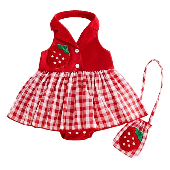 Leey-World Clothes for Toddler Girls Baby Girls Birthday Jumpsuit Overalls Sleeveless Embroidery Bell Bottom Romper Cake Smash Clothes(Red,12-18 Months)