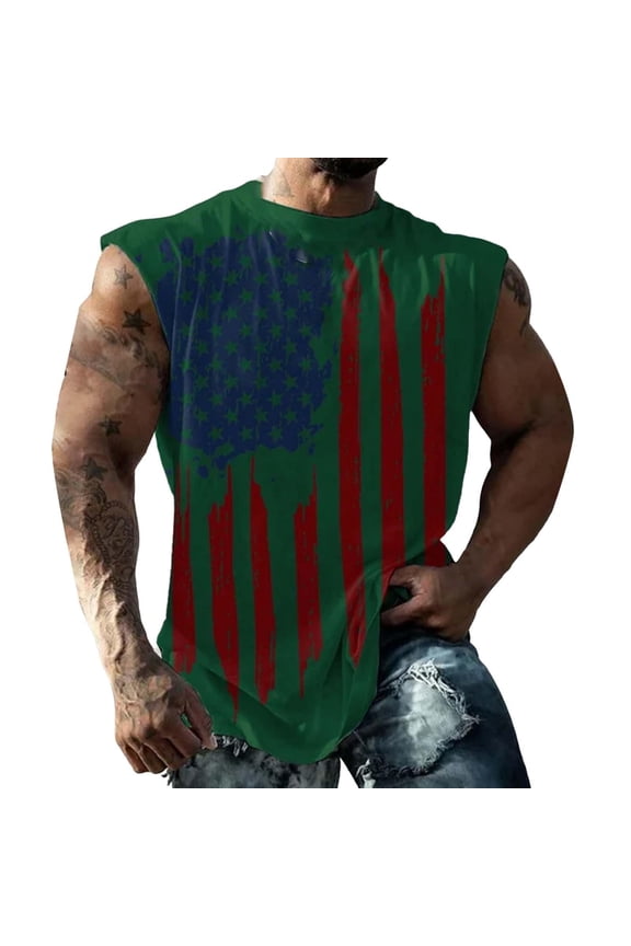 Cotton Tank Top Men Mens Tank Tops Beach Summer Sleeveless Tee Shirts Hawaiian Muscle Tank Tops for Men Green,L