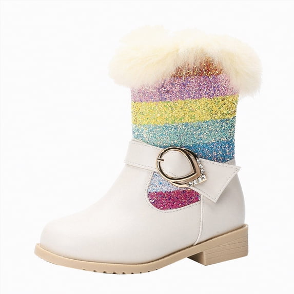 Leey-World Cowboy Boots Kids Western Boots Square Toe Girls Cowgirl Boots for Toddler/Little Kid/Big Kid Girls Cowgirl Boots(White,10.5)