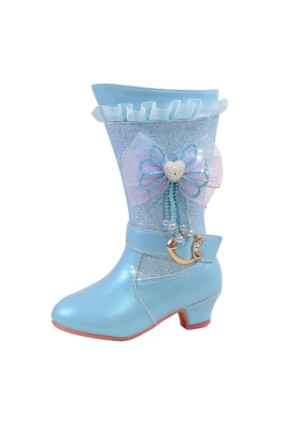 Cowgirl Boots Women Girls Cowboy Boots for Boys Kids Toddler Cowgirl Boots Round Toe Mid Calf Riding Shoes Booties Blue,13