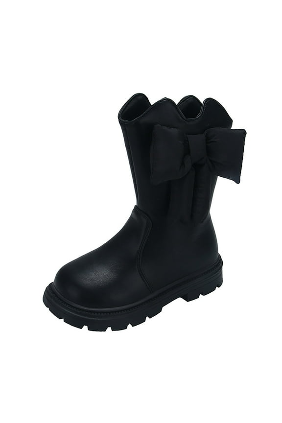 Cowgirl Boots for Girls Kids' Hiking Work Boots for Boys Girls, Waterproof Outdoor Ankle Boots with Hook and Loop Black,3.5