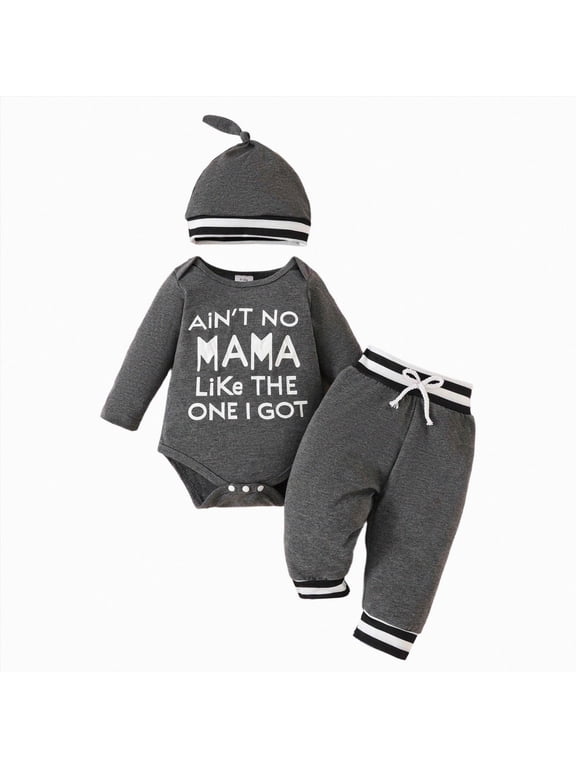 Cute Baby Boy Outfits Newborn Infant Baby Boy Clothes Fall Winter Outfits New to The Crew Outfit Toddler Baby Boy Clothes Set(Grey,9-12 Months)