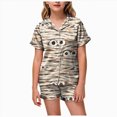 thumbnail image 1 of Leey-World Fall Pajamas Kids Girls Pajama Set Short Sleeve Button Down Satin Girls PJS Kids Sleepwear Summer Nightwear Loungewear Set, 1 of 6