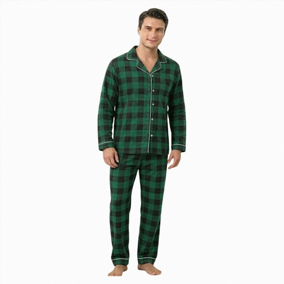 Leey-World Family Christmas Pjs Matching Sets Plaid Pajamas Long Sleeve Holiday Sleepwear Set Loungewear Set