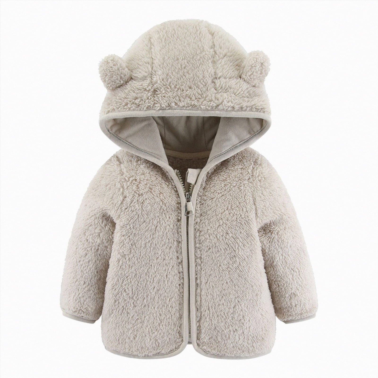 Baby Girls Imported Velvet  Coat With Hoodie And Small Bear In Red Color For Winter main image 0