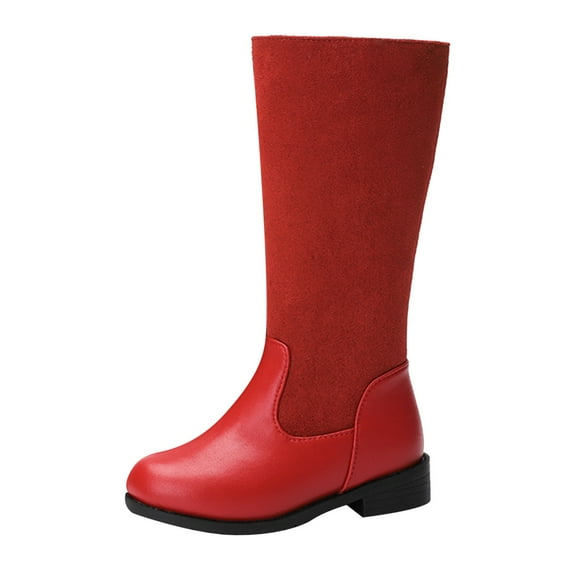 Leey-World Girls Ankle Boots Kids Comfortable Slip on Lug Sole Booties for Toddler Little Kid Big Kids Womens Cowgirl Boots Red,11