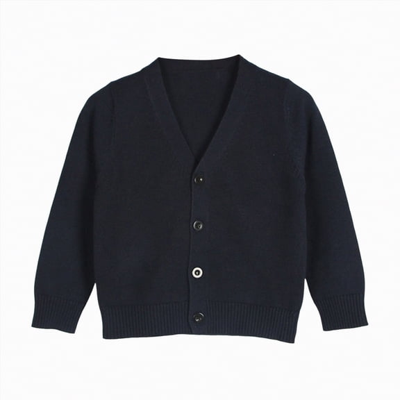 Leey-World Girls Cardigan Sweaters 10-12 Girls and Toddlers' Uniform Slim Fit Crewneck Cardigan Sweater(Blue,7-8 Years)