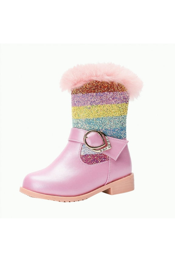 Girls Knee High Fashion Riding Boots for Toddler/Little Kid/Big Kid Wide Calf Cowgirl Boots(Pink,1)