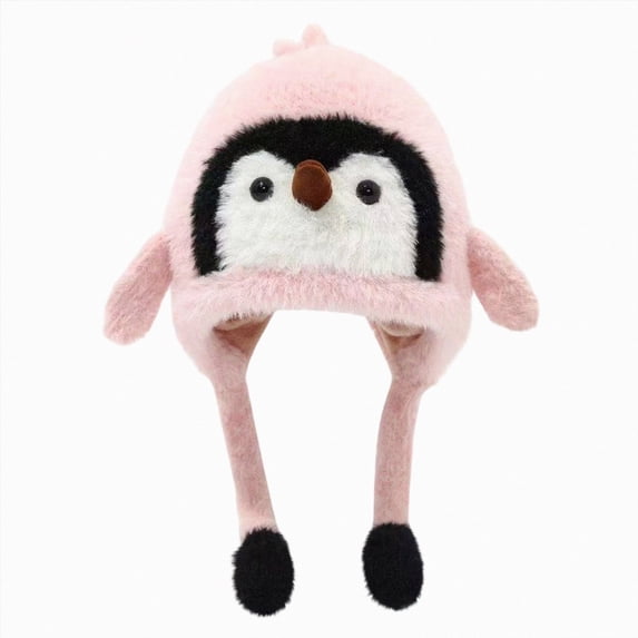 Leey-World Girls Penguin Knit Hat Boys Cartoon Warm Fuzzy Beanie Winter Fleece Lining Cap with Ear for Toddler Baby Boys and Girls
