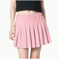 thumbnail image 1 of Leey-World Girls Pleated Skirt Casual Mini High Waist Tennis Skirt Stretchy Flared Skater Skirts for Girls Pink,16-17 Years, 1 of 4