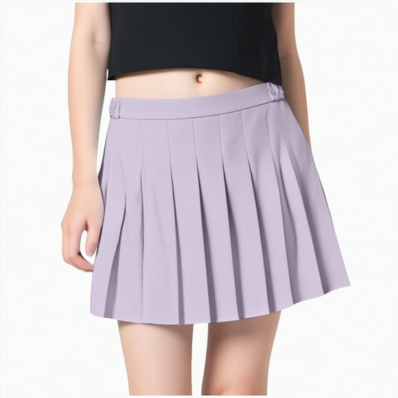 Leey-World Girls' Pleated Mini Skirt with Shorts Girl Uniform School Tennis Skater Skirts Skort Purple,6-7 Years