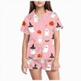 thumbnail image 1 of Leey-World Girls Satin Pajama Set Girls Silk Satin Pajama Set Print Short Sleeve Button Shirts Shorts 2 Sleepwear, 1 of 5