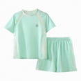 thumbnail image 1 of Leey-World Girls Short Sets with Athletic Shorts and Workout Tops Quick Dry Athletic Clothing Sets(Light Green,9-10 Years), 1 of 9
