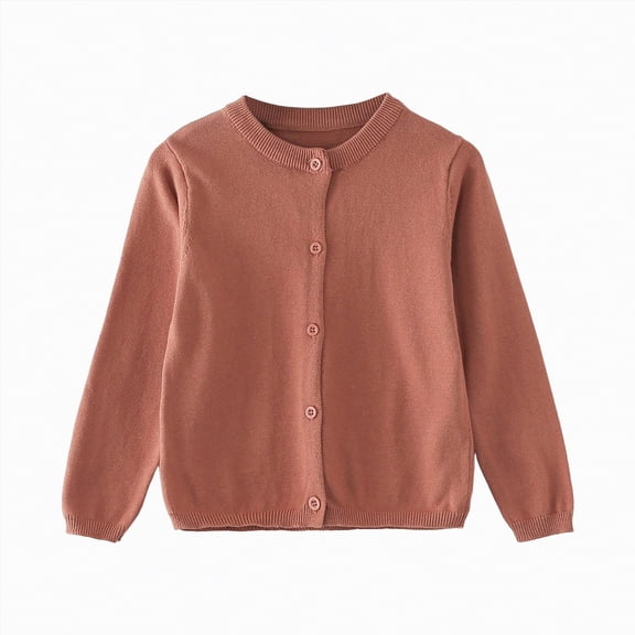 Leey-World Girls' Sweaters Girl's Crewneck Lightweight Button-up Cardigan Cotton Knit Sweater Casual Cute Outerwear(Rose Gold,18-24 Months)