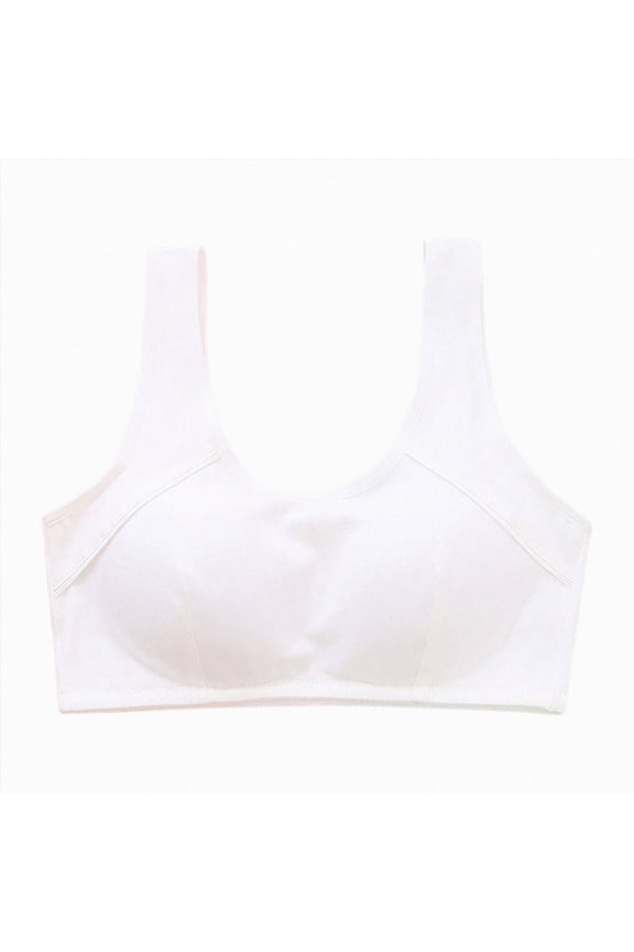 Girls Training Bra Padded Seamless Soft Bras for Girls with Adjustable Strapes Removable Pads(White,13-14 Years)