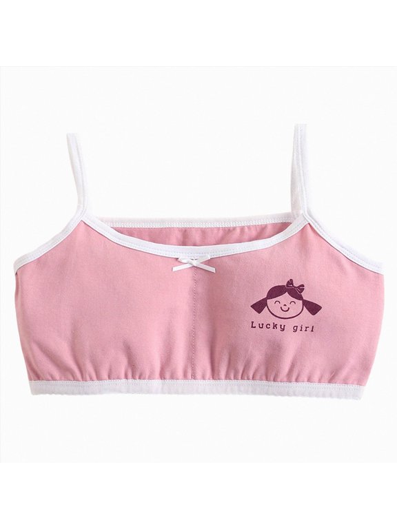 Girls Training Bra Teen Kids Sport Bras 8-10 10-12 12-14 14-16 Seamless(Pink,11-12 Years)